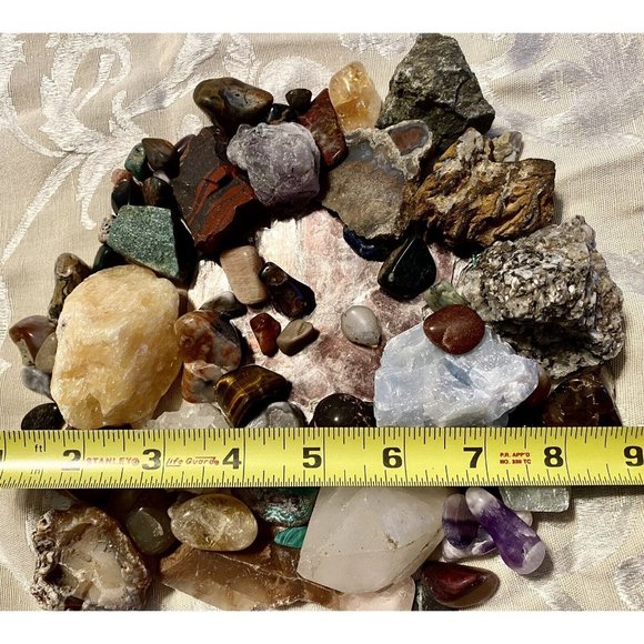 Combo Raw And Tumbled Authentic Minerals Crystals Over Three Pounds - Picture 2 of 12
